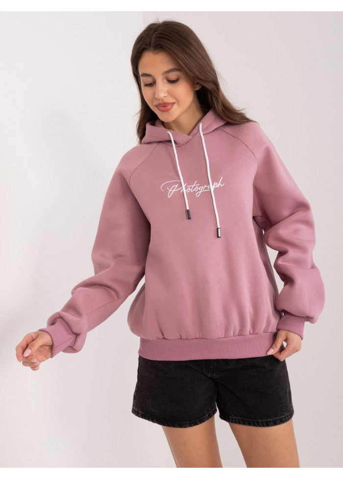 Tmavopúdrovo ružová mikina s kapucňou