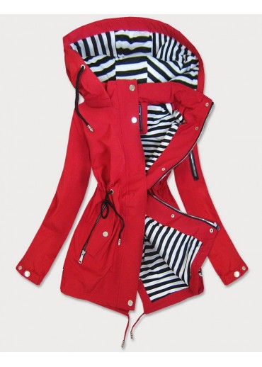 Červená dámska bunda s odopínateľnou kapucňou