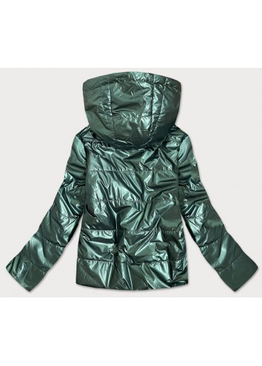 Zelená dámska bunda s odopínateľnou kapucňou