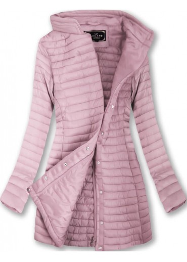 Ružová prešívaná bunda s odopínateľnou kapucňou