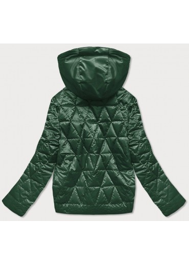 Zelená prešívaná bunda s kapucňou