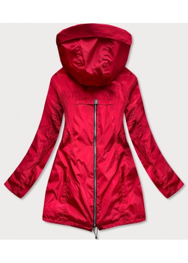Červená prechodná bunda s kapucňou
