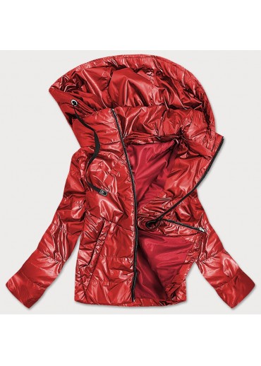 Červená dámska bunda s odopínateľnou kapucňou