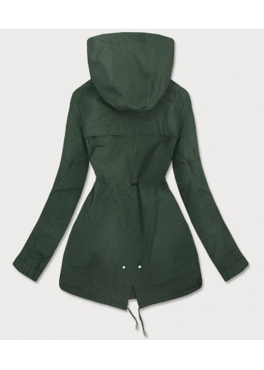 Khaki zelená dámska bunda s odopínateľnou kapucňou