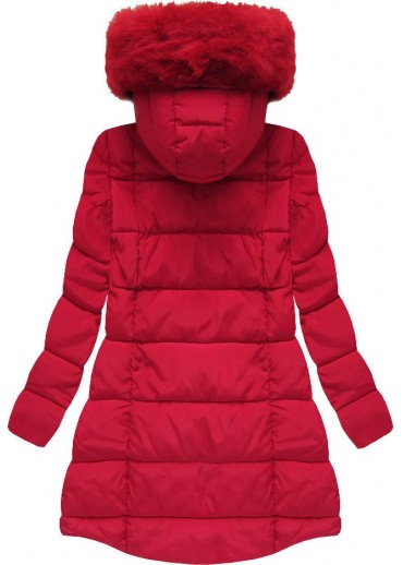 Červená asymetrická zimná bunda