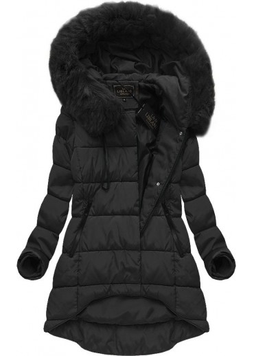 Čierna asymetrická zimná bunda