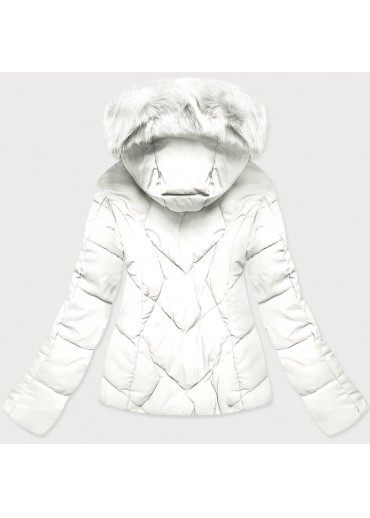 Biela krátka bunda s kapucňou