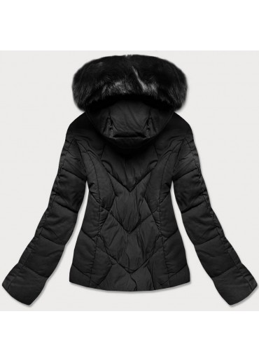 Čierna krátka bunda s kapucňou