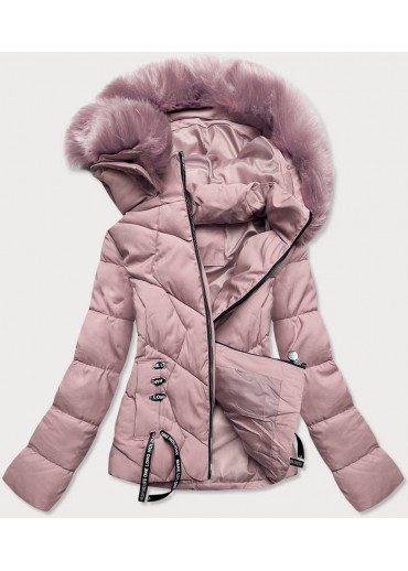 Ružová krátka bunda s kapucňou