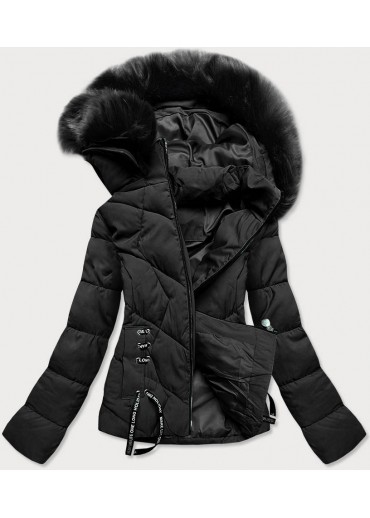 Čierna krátka bunda s kapucňou