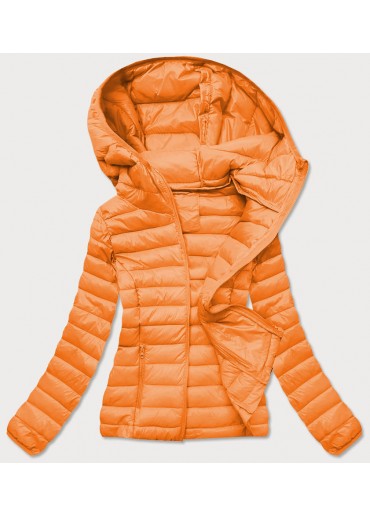 Oranžová prešívaná bunda s kapucňou