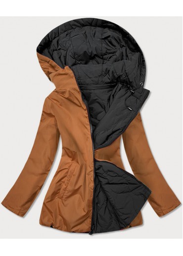 Hnedá obojstranná bunda s kapucňou