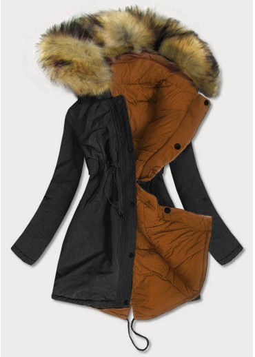 Hnedá obojstranná zimná bunda
