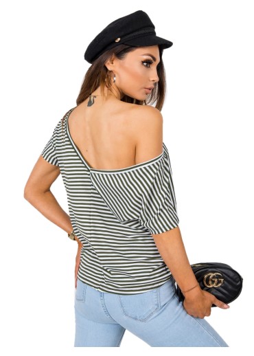 Khaki zelené pruhované tričko