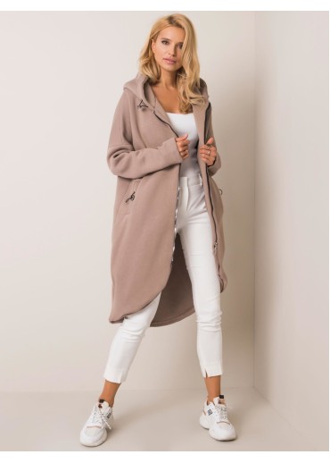 Béžovo hnedá predĺžená mikina