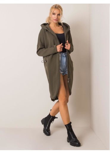 Khaki zelená predĺžená mikina