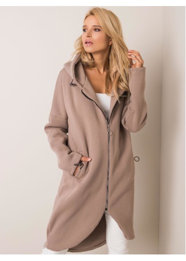 Béžovo hnedá predĺžená mikina