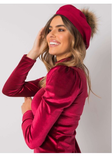 Bordovo červená čiapka - baretka