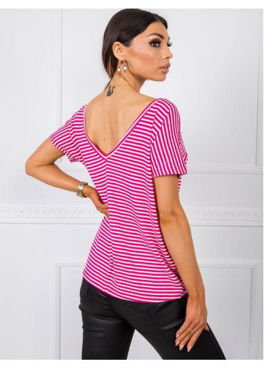 Fuchsiovo ružové pruhované tričko