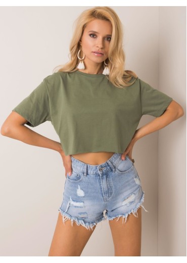 Khaki zelené crop top tričko