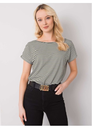 Khaki zelené pruhované tričko