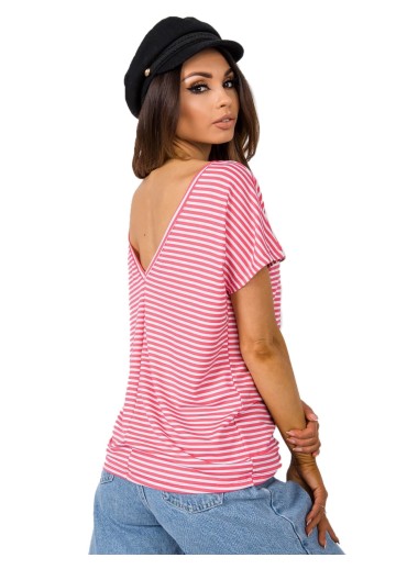 Koralovo ružové pruhované tričko