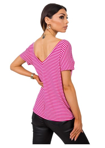Fuchsiovo ružové pruhované tričko