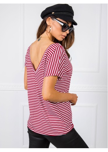 Bordovo červené pruhované tričko