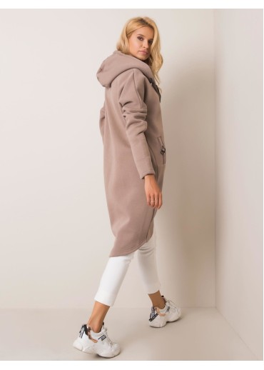 Béžovo hnedá predĺžená mikina