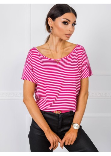 Fuchsiovo ružové pruhované tričko