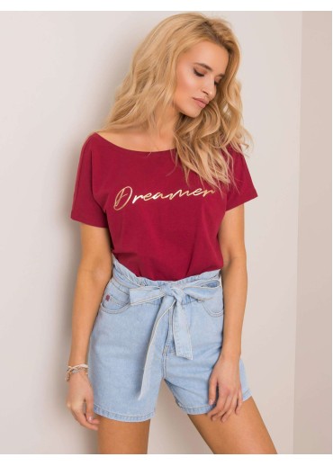 Bordovo červené tričko s potlačou