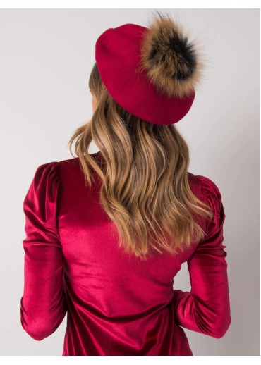 Bordovo červená čiapka - baretka