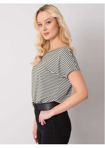 Khaki zelené pruhované tričko