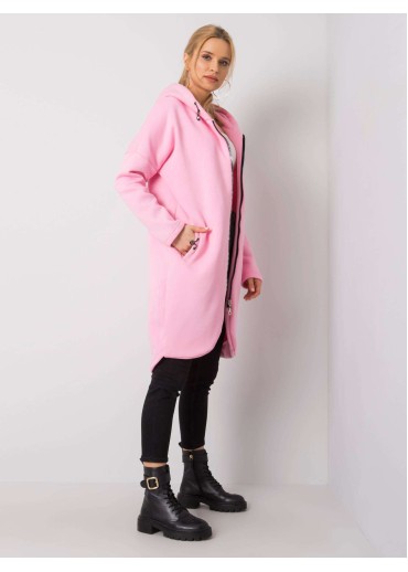 Púdrovo ružová predĺžená mikina