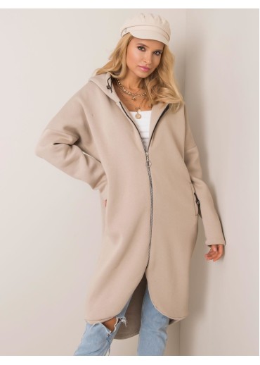 Béžovo hnedá predĺžená mikina