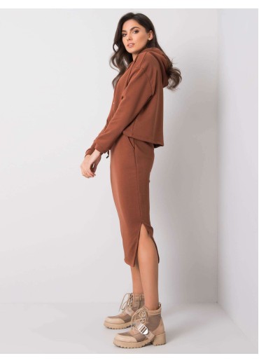 Hnedá teplákova súprava so sukňou