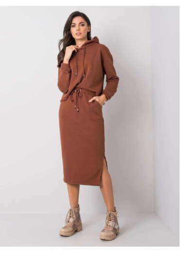 Hnedá teplákova súprava so sukňou