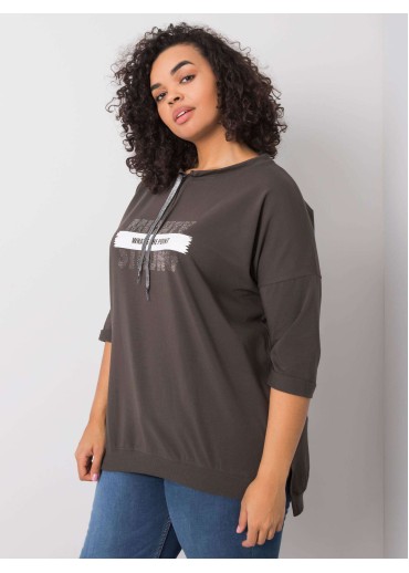 Khaki zelené tričko s 3/4 rukávom