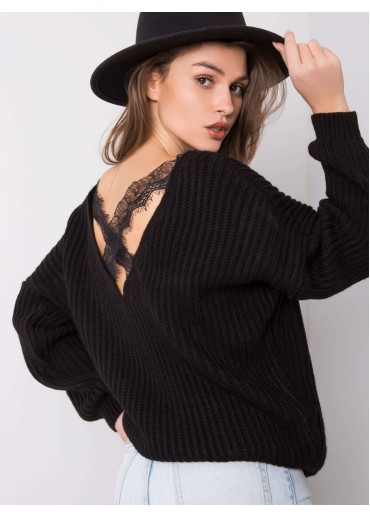 Čierny pulóver s čipkou