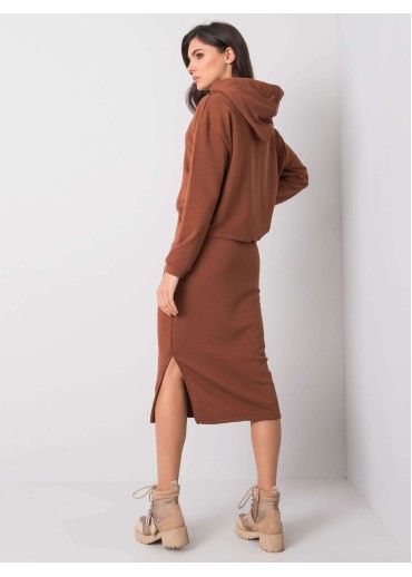 Hnedá teplákova súprava so sukňou