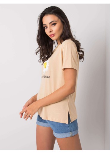 Béžovo hnedé bavlnené tričko