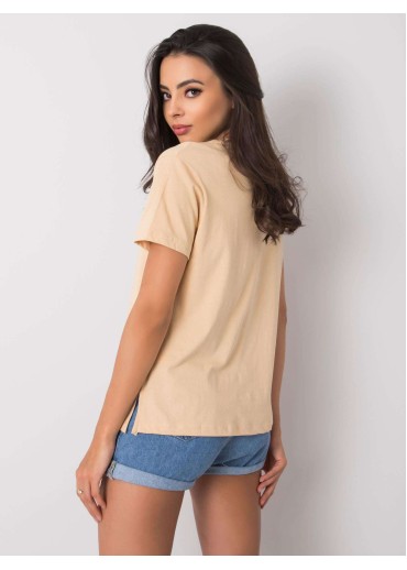 Béžovo hnedé bavlnené tričko