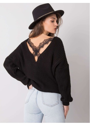 Čierny pulóver s čipkou