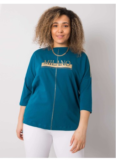 Azúrovo modré tričko s potlačou