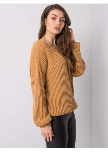 Hnedý pulóver s čipkou