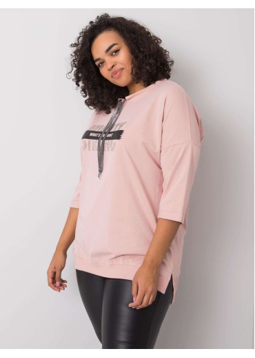 Púdrovo ružové tričko s 3/4 rukávom