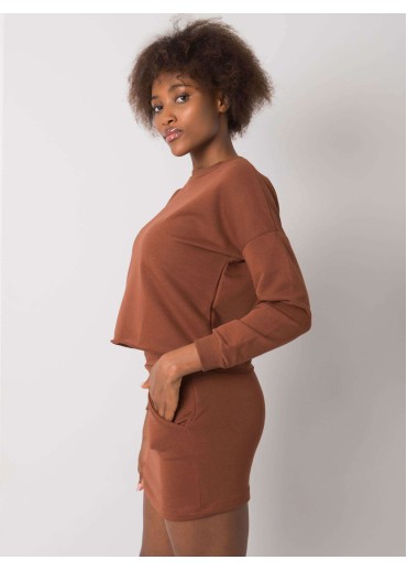 Hnedá teplákova súprava so sukňou