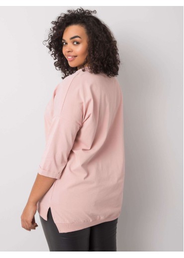 Púdrovo ružové tričko s 3/4 rukávom