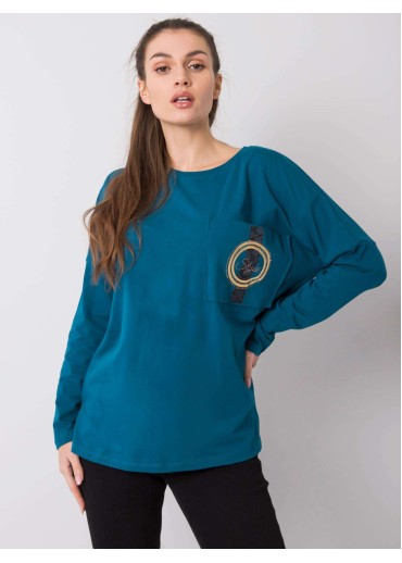 Azúrovo modré tričko s dlhým rukávom