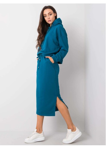 Azúrovo modrá teplákova súprava so sukňou